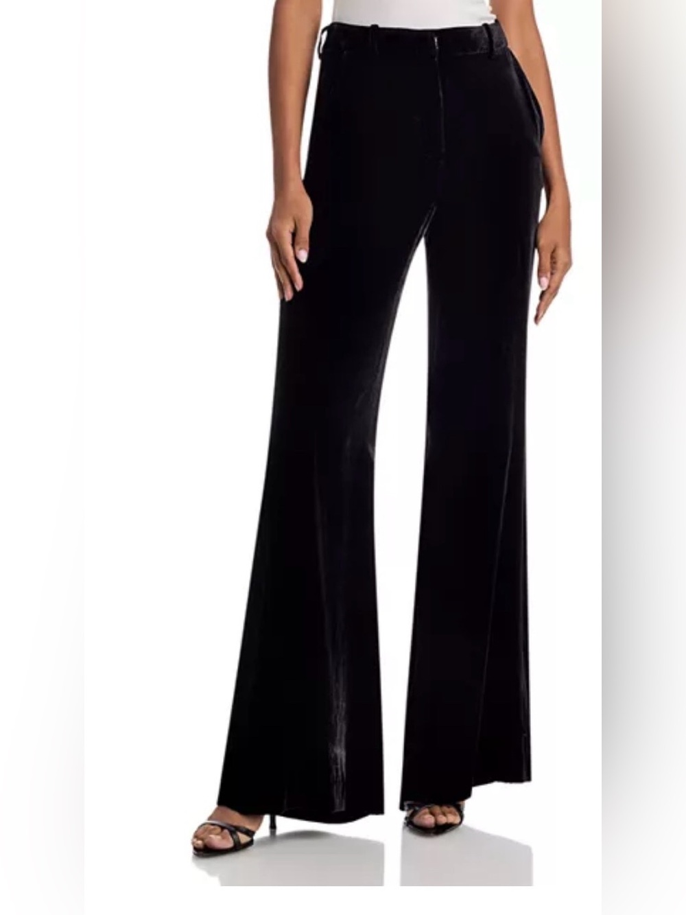 L’Agence Pilar Wide Leg Velvet Pant Trouser Black Office Business 10 READ Flaw